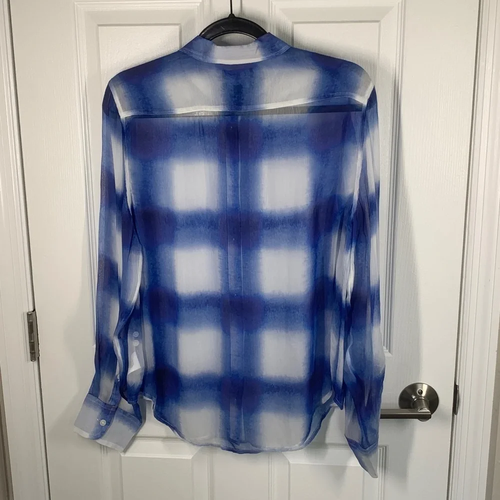 J Crew Garcon classic fit sheer blouse blue and white size 12